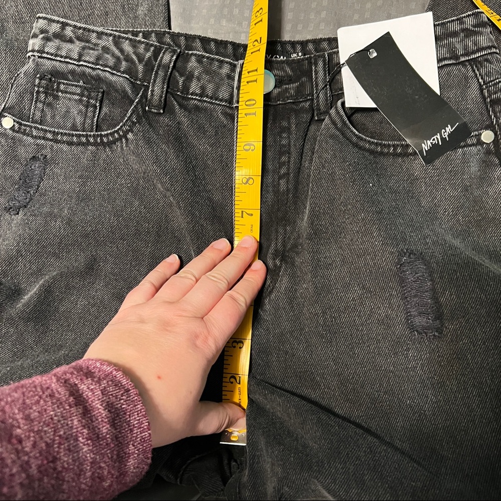 Nasty gal collection black wash your tone mom jeans distressed nwt us size 4 - Picture 6 of 8